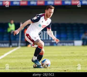 Southend, Großbritannien. Februar 2021, 20th. SOUTHEND, ENGLAND - FEBRUAR 20: Bolton Wanderers' Gethin Jones während der Sky Bet League Two zwischen Southend United und Bolton Wanderers im Roots Hall Stadium, Southend, UK am 20th. Februar 2021 Credit: Action Foto Sport/Alamy Live News Stockfoto