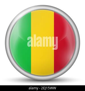 Glaskugel mit Flagge von Mali. Runde Kugel, Vorlagensymbol. Nationales Symbol. Glänzende realistische Kugel, 3D abstrakte Vektorgrafik hervorgehoben Stock Vektor