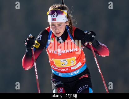 20. Februar 2021, Slowenien, Pokljuka: Biathlon: WM/WM, Staffel 4 x 6 km, Frauen. Ida Lien aus Norwegen in Aktion. Foto: Sven Hoppe/dpa Stockfoto