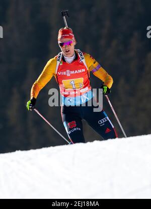 20. Februar 2021, Slowenien, Pokljuka: Biathlon: WM/Weltmeisterschaft, Staffel 4 x 6 km, Frauen. Denise Herrmann aus Deutschland im Einsatz. Foto: Sven Hoppe/dpa Stockfoto