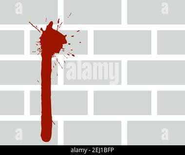 Symbol „Blood On Brick Wall“. Flaches Farbdesign. Vektorgrafik. Stock Vektor