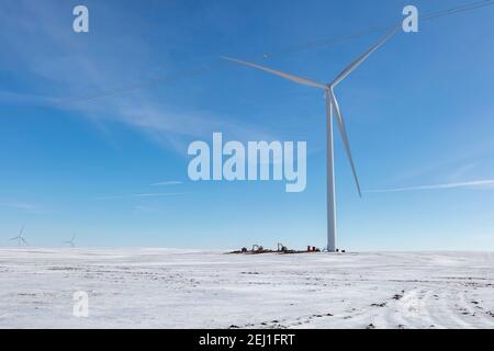 Windturbinen im Bau, Indiana, USA, von James D. Coppinger/Dembinsky Photo Assoc Stockfoto