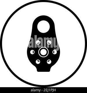 Symbol Für Alpinist Pulley. Schlankes Kreiseldesign. Vektorgrafik. Stock Vektor