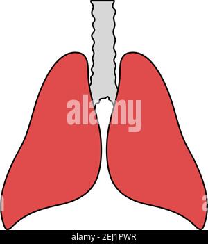 Symbol Für Menschliche Lungen. Bearbeitbare Kontur Mit Farbfülldesign. Vektorgrafik. Stock Vektor