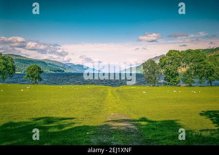 Loch Ness -Fort Augustus Blick Stockfoto