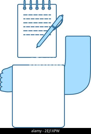 Die Bedienung Nimmt Das Symbol Oder. Dünne Linie Mit Blauem Fill-Design. Vektorgrafik. Stock Vektor