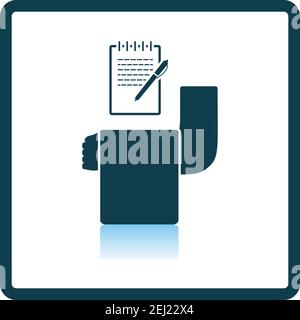 Die Bedienung Nimmt Das Symbol Oder. Quadratisches Spiegeldesign Mit Schatten. Vektorgrafik. Stock Vektor