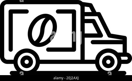 Symbol für Kaffeetruck. Umriss Kaffee LKW Vektor-Symbol für Web-Design isoliert auf weißem Hintergrund Stock Vektor