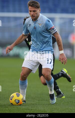 2/20/2021 - ROM, Italien. Februar 2021, 20th. Ciro immobile (LAZIO) in Aktion während der italienischen Serie A Liga 2021 Fußballspiel zwischen SS LAZIO VS SAMPDORIA, im Olympiastadion in Rom (Foto von IPA/Sipa USA) Kredit: SIPA USA/Alamy Live News Stockfoto