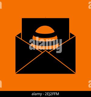 Umschlag Mit Ostereier-Symbol. Schwarz auf orangefarbenem Hintergrund. Vektorgrafik. Stock Vektor