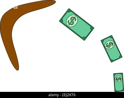 Symbol Für Cashback-Bumerang. Bearbeitbare Kontur Mit Farbfülldesign. Vektorgrafik. Stock Vektor