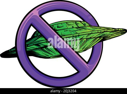 ufo mit Symbol für Ban Vektor Illustration Stock Vektor