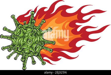 corona-Virus brennt mit Flammen Vektor-Illustration Stock Vektor