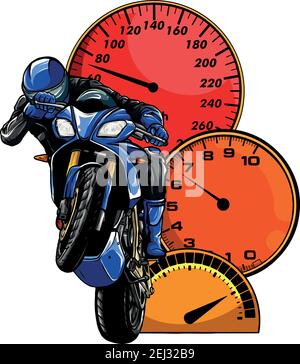 Motorradfahrer, abstrakter Vektor. Straßenmotorradrennen Stock Vektor