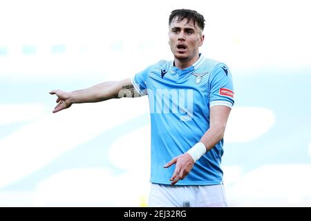 Rom, Italien. Februar 2021, 20th. Gil Patricio Gabarron von Latium reagiert während der italienischen Meisterschaft Serie EIN Fußballspiel zwischen SS Lazio und UC Sampdoria am 20. Februar 2021 im Stadio Olimpico in Rom, Italien - Foto Federico Proietti/DPPI Credit: DPPI Media/Alamy Live News Stockfoto