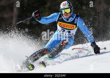 Cortina, Italien. Februar 2021, 21st. Stefano GROSS (ITA) während 2021 FIS Alpine Ski Weltmeisterschaften - Slalom - Männer, Alpinskirennen in Cortina (BL), Italien, Februar 21 2021 Quelle: Independent Photo Agency Srl/Alamy Live News Stockfoto