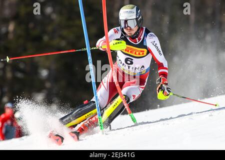 Druscie, Cortina (BL), Italien. Februar 2021, 21st. Manuel FELLER (AUT) während 2021 FIS Alpine Ski World Championships - Slalom - Männer, Alpin Ski Race - Photo Luca Tedeschi/LM Credit: LiveMedia/Alamy Live News Stockfoto