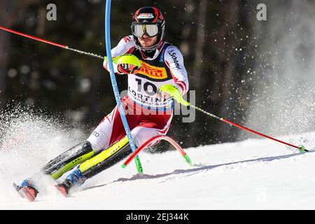 Druscie, Cortina (BL), Italien. Februar 2021, 21st. Michael MATT (AUT) während 2021 FIS Alpine Ski Weltmeisterschaften - Slalom - Männer, Alpin Ski Rennen - Foto Luca Tedeschi/LM Credit: LiveMedia/Alamy Live News Stockfoto