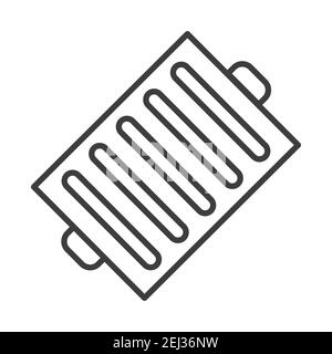 Bratpfanne mit Grillstreifen. Einfaches Food-Symbol im trendigen Line-Stil isoliert auf weißem Hintergrund für Web-Apps und mobile Konzept. Vektorgrafik. Stock Vektor