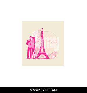 Romantisch zu zweit in Paris - abstrakten Karte Stock Vektor