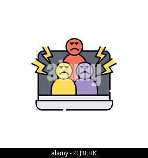 Cybermobbing Farbliniensymbol. Piktogramm für Webseite, mobile App, Promo. UI UX GUI Design Element. Bearbeitbare Kontur. Stock Vektor