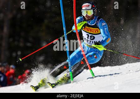 Cortina (BL, Italien. Februar 2021, 21st. Cortina (BL), Italien, Druscie, 21. Februar 2021, Manfred MOELEGG (ITA) 2021 FIS Alpine Ski Weltmeisterschaften - Slalom - Männer - Alpine Ski Rennen Credit: Luca Tedeschi/LPS/ZUMA Wire/Alamy Live News Stockfoto