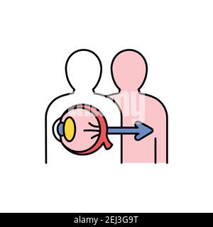 Symbol für die Farblinie der Augentransplantation. Spenderorgan. Piktogramm für Webseite, mobile App, Promo. UI UX GUI Design Element. Bearbeitbare Kontur. Stock Vektor