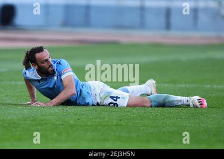 Rom, Italien. Februar 2021, 20th. Vedat Muriqi von Latium reagiert während der italienischen Meisterschaft Serie EIN Fußballspiel zwischen SS Lazio und UC Sampdoria am 20. Februar 2021 im Stadio Olimpico in Rom, Italien - Foto Federico Proietti/DPPI/LiveMedia/Sipa USA Kredit: SIPA USA/Alamy Live News Stockfoto