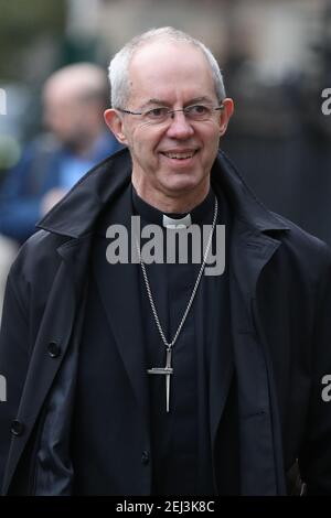 Datei-Foto vom 8/1/2020 des Erzbischofs von Canterbury Justin Welby, der sagte, dass die Coronavirus-Pandemie "das Papier aus den Rissen" in der Gesellschaft "gestürzte" und die Menschen müssen Vertrauen haben, dass der "Fahrplan" der Regierung aus der Sperre geliefert wird. Ausgabedatum: Sonntag, 21. Februar 2021. Stockfoto