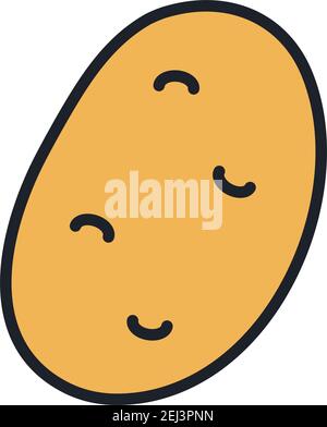 Kartoffel-Symbol. Lineare Farbsymbol, Kontur, Form, Kontur isoliert auf Weiß. Dünne Linie. Modernes Design. Vektor-Illustrationen von Gemüse. Stock Vektor