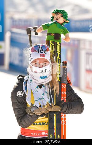 Pokljuka, Italien. Februar 2021, 21st. ECKHOFF Tiril NOR während 2021 IBU World Championships Biathlon - Frauen 12,5km Massenstart, Biathlon in Pokljuka, Italien, Februar 21 2021 Credit: Independent Photo Agency/Alamy Live News Stockfoto