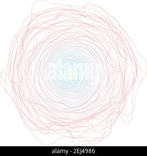 Abstrakte geometrische Formen, Kreise. Linien und Polygone geometrische Kompositionen. Konzentrische Kreise und Spiralen, verdrehte Linien. Hypnotische Wirkung Stock Vektor
