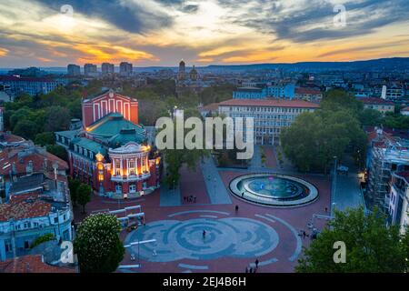 Luftaufnahme des Platzes der Unabhängigkeit in Varna, Bulgarien Stockfoto