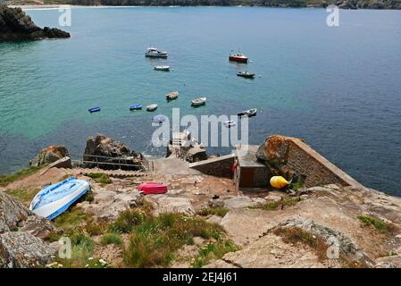 BootsHafen Pointe du Van und Baie des Trepasses, Cleden-Cap-Sizun, Finistere, Bretagne, Bretagne, Frankreich, Europa Stockfoto