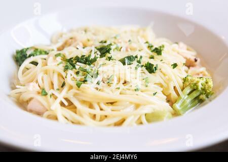 Mac- und Käsegerichte. Pasta-Abendessen Stockfoto