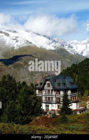 Villa Cassel auf der Riederfurka, Wallis, Goms, Naturschutzzentrum Pro Natura Aletsch, Region Aletsch Stockfoto