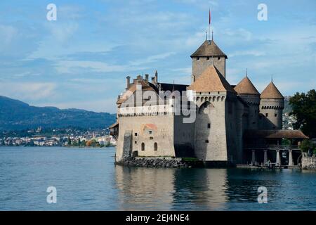 Chateau de Chillon, Genfersee, Montreux, Schweiz Stockfoto