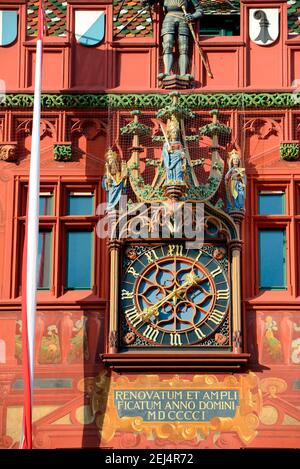 Rathaus mit Rathausuhr, stadtparlament, Stadtregierung, Basel, Kanton Baselstadt, Schweiz Stockfoto