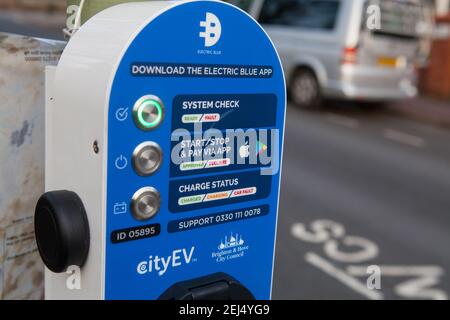Ladestation für Elektrofahrzeuge in Brighton, East Sussex Stockfoto