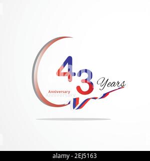 43 Jubiläumsfeier Logo grün und rot gefärbt. Achtundsiebzig Jahre Geburtstag Logo auf weißem Hintergrund. Stock Vektor