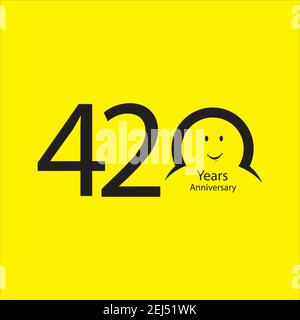 420. Jahrestag Zahlen. Jahre alt gelber Hintergrund Logo. Alter Gratulation, Gratulation Idee. Isolierte abstrakte Grafik-Design-Vorlage. Kreati Stock Vektor