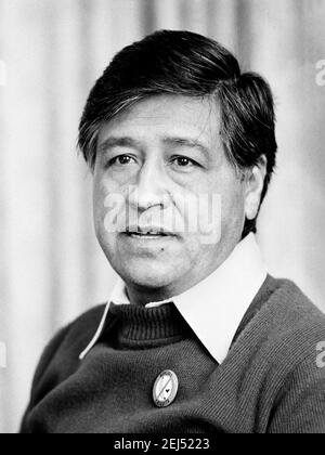 Cesar Chavez. Porträt des amerikanischen Gewerkschaftsführers und Bürgerrechtlers César Estrada Chávez (1927-1993) von Marion S Trikosko, 1979 Stockfoto