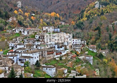 Kastanitsa Dorf, ein malerisches traditionelles altes Dorf in Arkadia Region, Peloponnes, Griechenland, Europa Stockfoto