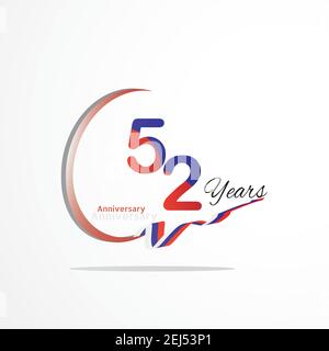 52 Jubiläumsfeier Logo grün und rot gefärbt. Achtundsiebzig Jahre Geburtstag Logo auf weißem Hintergrund. Stock Vektor