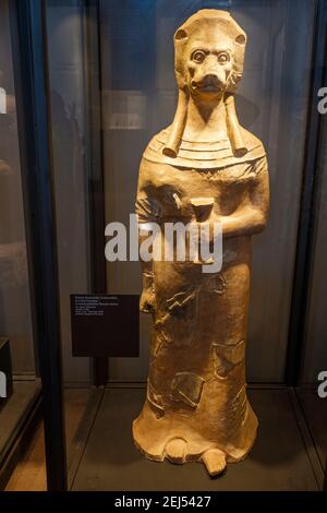 Tonleontocephale Löwenkopf-Figur aus Thinissut, 2nd Jahrhundert v. Chr., Nabeul Regional Museum, Rom Kolosseum, Rom, Italien Stockfoto