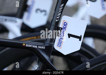 Blausasc, Frankreich. Februar 2021, 21st. Bike Nummer eins Nairo Quintana Team ARKEA-Samsic während der Tour 06-83, Tour des Alpes-Maritimes et du Var 2021, Etappe 3, Blausasc - Blausasc (136 km) am 21. Februar 2021 in Blausasc, Frankreich - Foto Laurent Sanson/LS Medianord/DPPI Quelle: DPPI Media/Alamy Live News Stockfoto