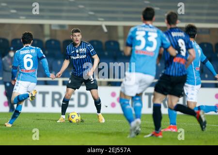 Bergamo, Italien. Februar 2021, 21st. Bergamo, Italien, Gewiss Stadium, 21. Februar 2021, Joakim Maehle (Atalanta) während Atalanta BC vs SSC Napoli - Italienische Fußball Serie A Spiel Kredit: Francesco Scaccianoce/LPS/ZUMA Wire/Alamy Live News Stockfoto