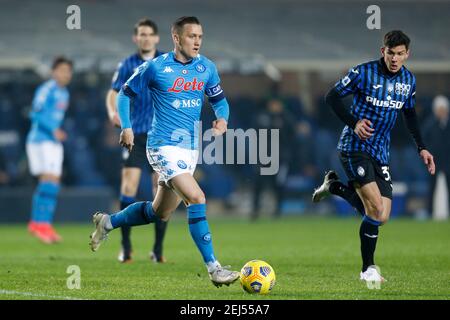 Bergamo, Italien. Februar 2021, 21st. Bergamo, Italien, Gewiss Stadium, 21. Februar 2021, Piotr Zielinski (SSC Napoli) während Atalanta BC gegen SSC Napoli - Italienische Fußball-Serie A Spiel Credit: Francesco Scaccianoce/LPS/ZUMA Wire/Alamy Live News Stockfoto