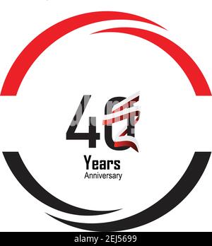 40 Jahre Jubiläums-Logo mit einzeiliger weißer schwarzer Farbe Für die Feier im Kreis Stock Vektor
