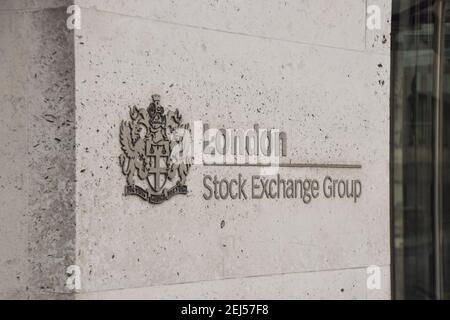 London Stock Exchange Group Schild Detail, City of London. Stockfoto